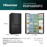 Hisense PureFlat RS5P668SSFC American Fridge Freezer Black Stainless Steel 3