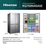 Hisense PureFlat Infinite RQ758N4SASE American Fridge Freezer Stainless Steel 3